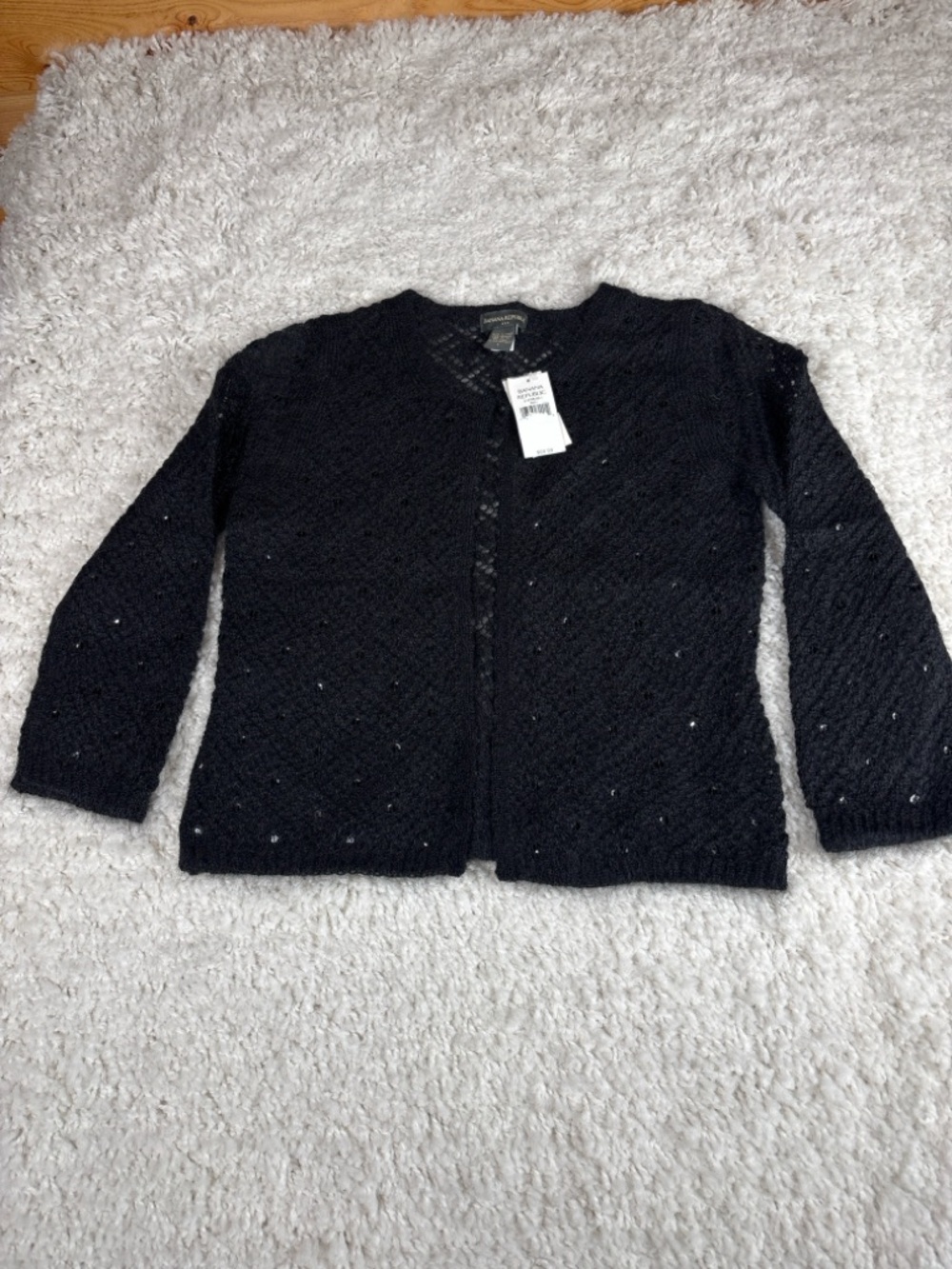 Banana Republic Black Mohair Blend Sequin Open Front Cardigan Sweater Size S NWT